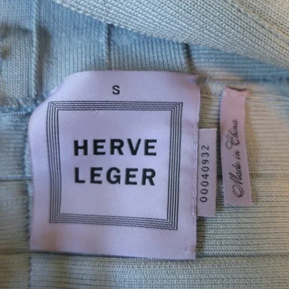 Herve Leger Criss Cross Bandage Dress Light Blue Size Small Sleeveless Mini - Picture 7 of 8